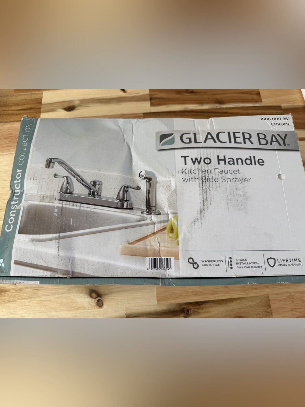 New Glacier Bay Two Handle Kitchen Faucet with Side Sprayer - Chrome